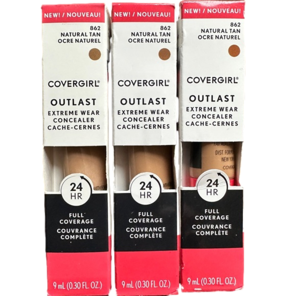 New 3 Covergirl Outlast Extreme Wear Concealer Full Coverage‎ 862 Natural Tan